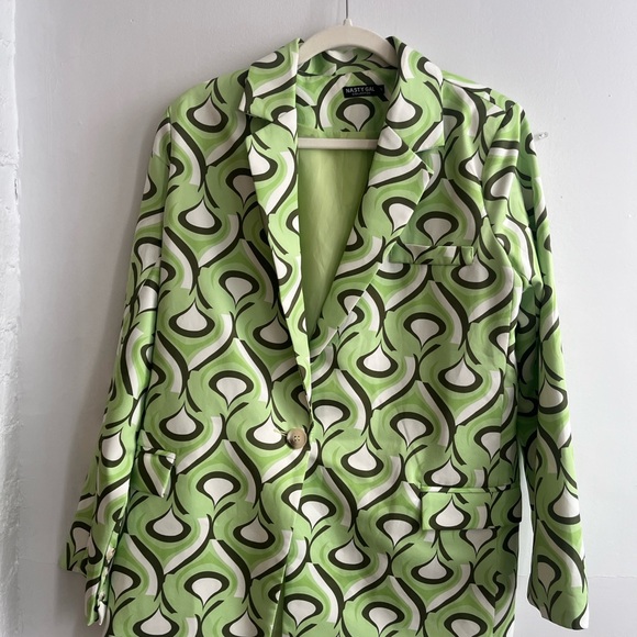 Nasty Gal Jackets & Blazers - Nasty Gal Lime Green Patterned Blazer